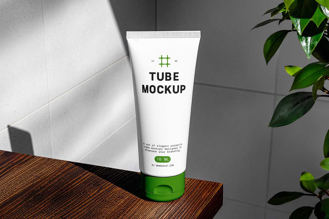 Free Minimalist Cosmetic Tube in Bathroom Mockup