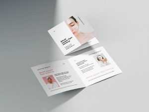 Free Minimalistic Square Bi Fold Flyer Mockups 5 PSD set PSD