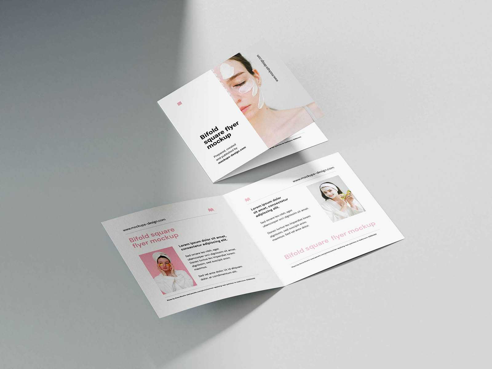 Free Minimalistic Square Bi Fold Flyer Mockups 5 PSD set PSD