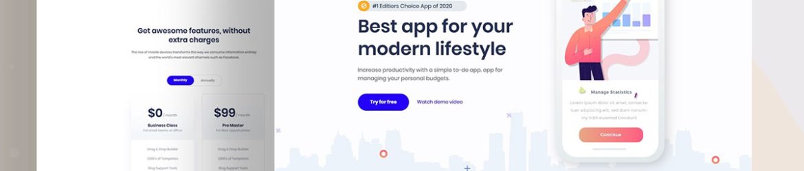 Free Mobile App Landing Page PSD Template