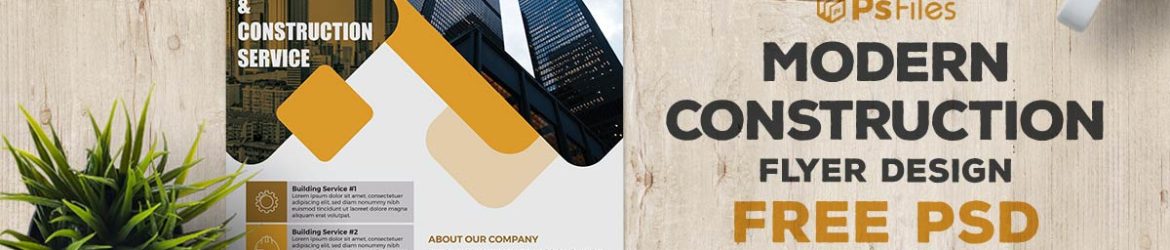 Free Modern Construction Company Flyer PSD Template 03