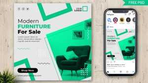 Free Modern Furniture Instagram Post Design PSD Template