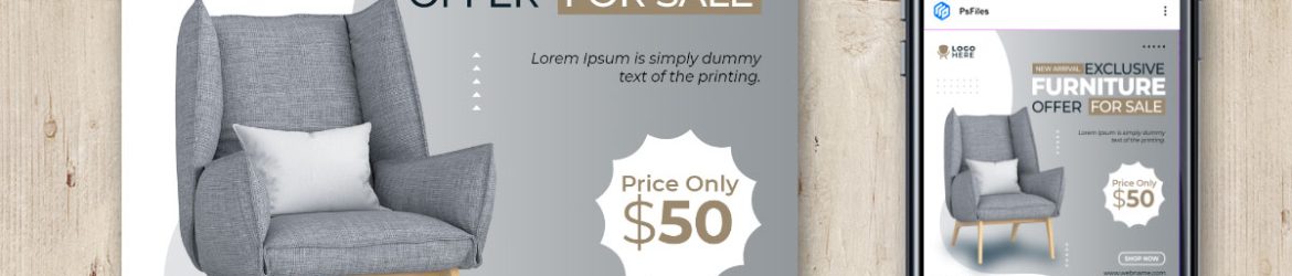 Free Modern Furniture Sale Social Media Post PSD Design Template 02