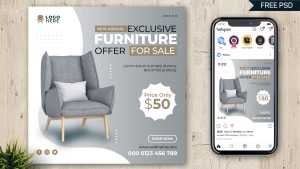 Free Modern Furniture Sale Social Media Post PSD Design Template 02