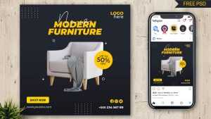 Free Modern Furniture Social Media Post PSD Template