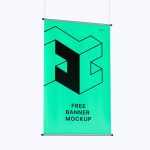 Free Modern Hanging Banner PSD Mockup