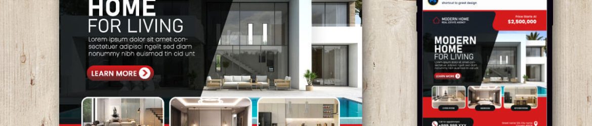Free Modern House Social Media Post Design PSD Template