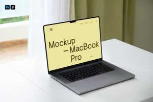 Free Modern MacBook Pro Scene Mockup