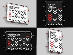 Free Modern Pipe Frame Poster Display Mockup PSD set