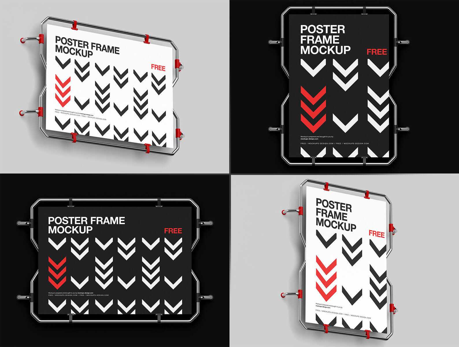 Free Modern Pipe Frame Poster Display Mockup PSD set