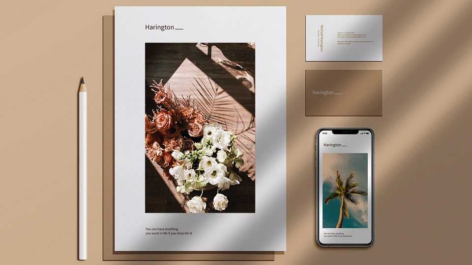 Free Modern Stationery Scene 1 Mockup