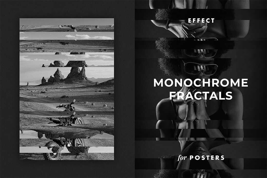 Free Monochrome Fractals Poster Photo Effect Mockup PSD