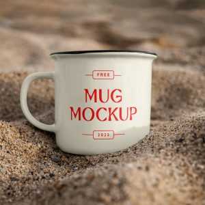 Free Mug in Sand Mockup