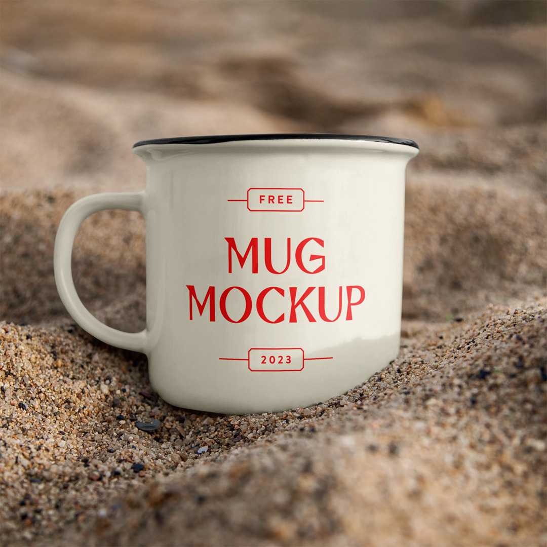 Free Mug in Sand Mockup