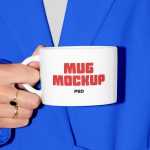 Free Mug with Bathrobe PSD Mockup