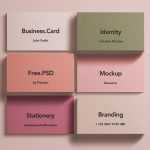 Free Multiple Business Cards Mockup PSD Top View