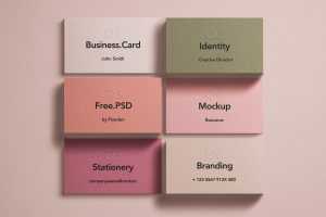 Free Multiple Business Cards Mockup PSD Top View