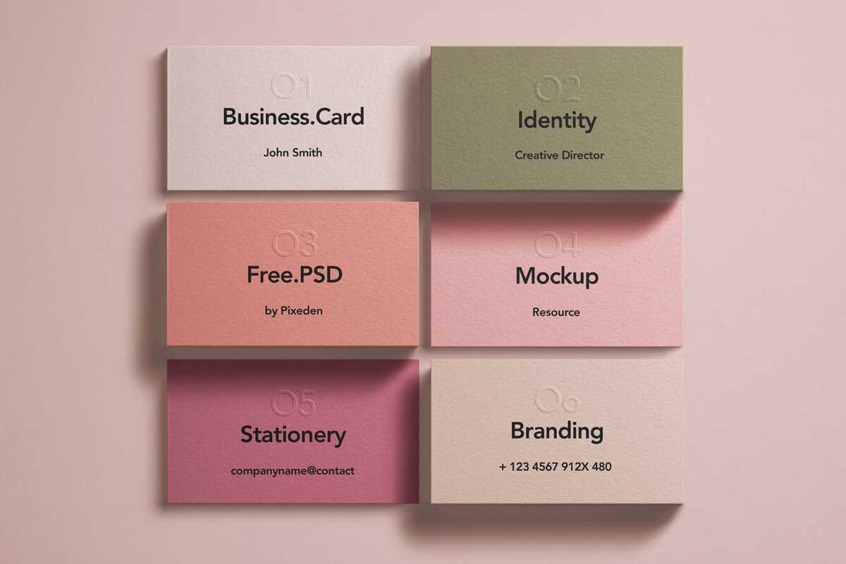 Free Multiple Business Cards Mockup PSD Top View