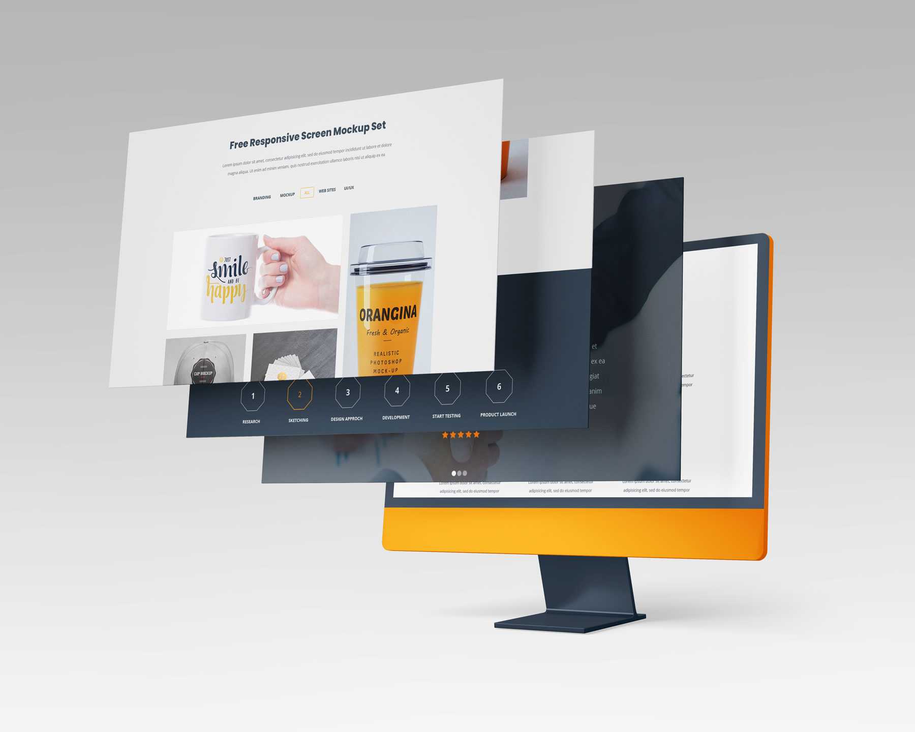 Free Multiple Screens Website Design Mockup PSD