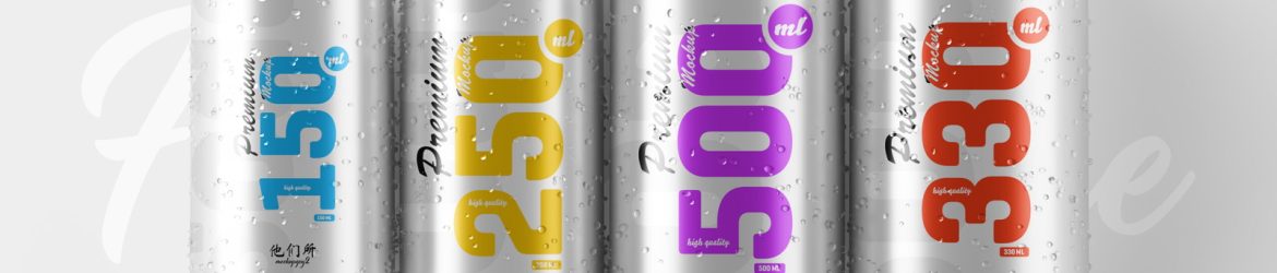Free Multisize Beer Soda Can Mockup