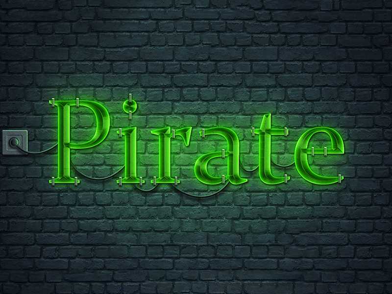 Free Neon Style Brick Wall Mounted Signage Text Effect PSD