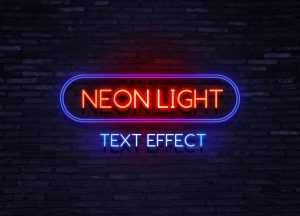 Free Neon Text Effect Mockup PSD