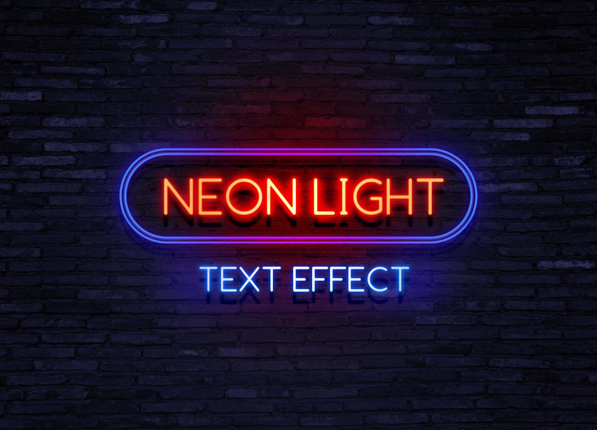 Free Neon Text Effect Mockup PSD