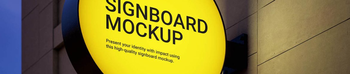 Free Night Round Sign Mockup PSD Set
