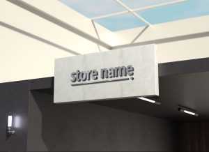 Free Office Building Front Sign 3D Logo Mockup PSD
