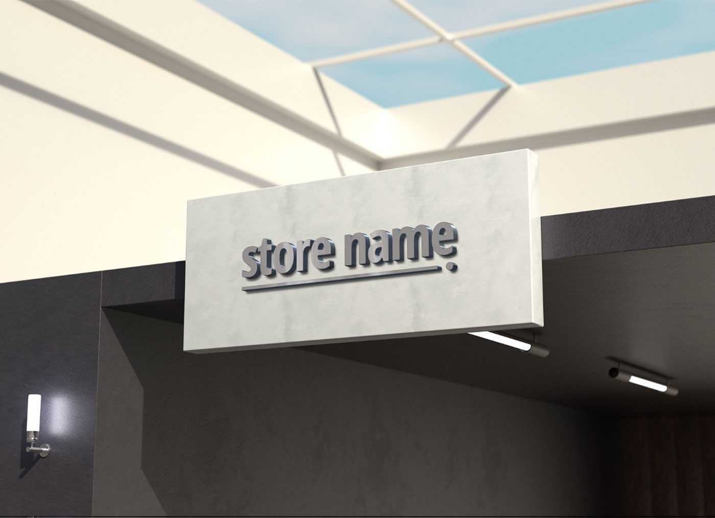 Free Office Building Front Sign 3D Logo Mockup PSD