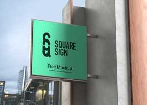 Free Office Frontage Square Logo Signage Mockup PSD