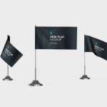 Free Office Table / Desk Flag Mockups PSD Set