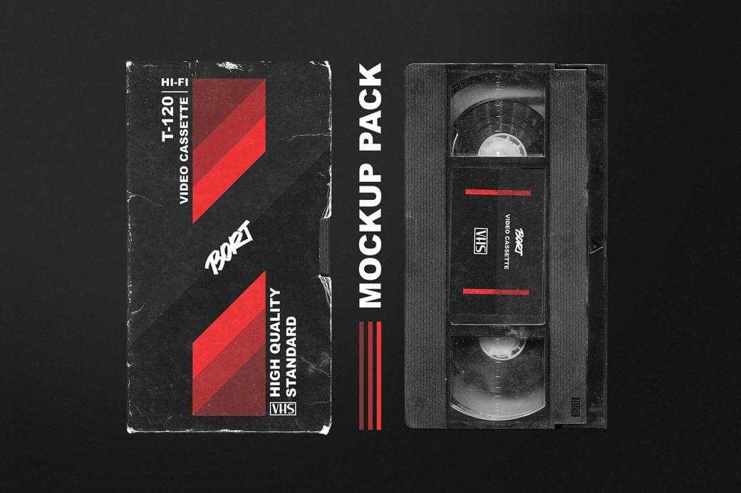 Free Old VHS Cassette Mockup Pack PSD