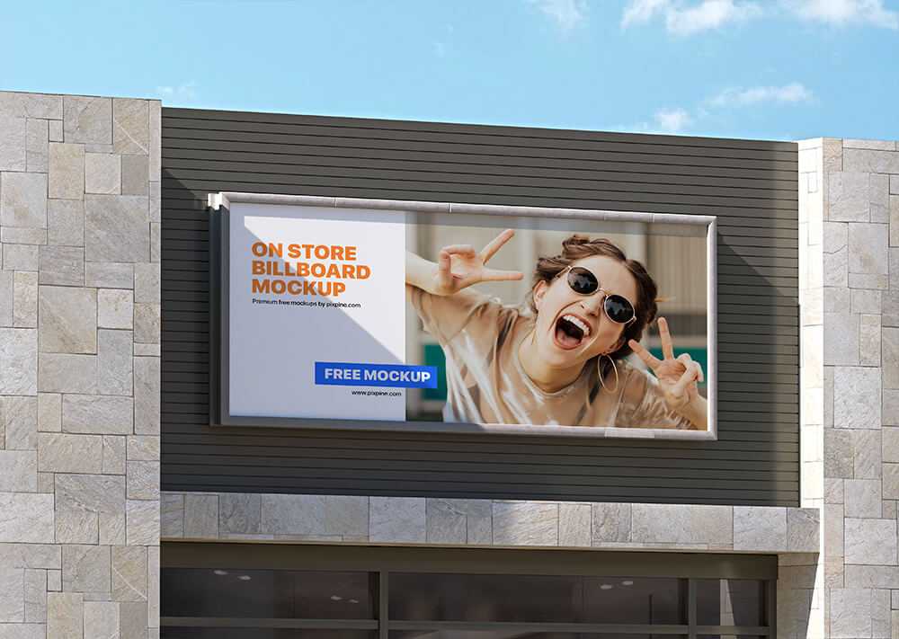 Free On Store Billboard Sign Mockup PSD