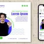 Free Online Course Social Media Post Design PSD Template