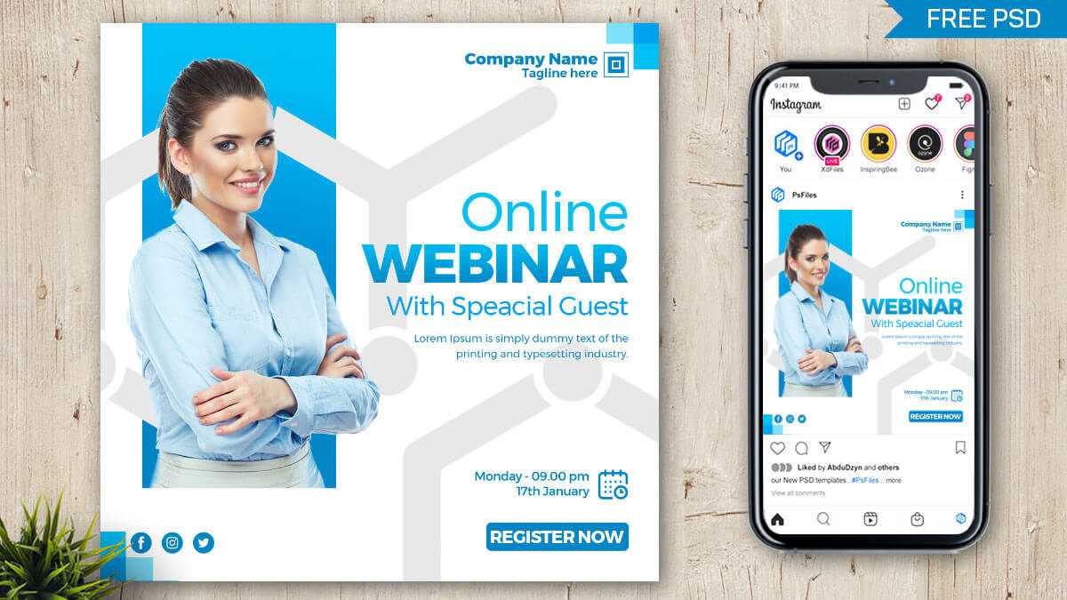 Free Online Webinar Instagram Post Design PSD Template