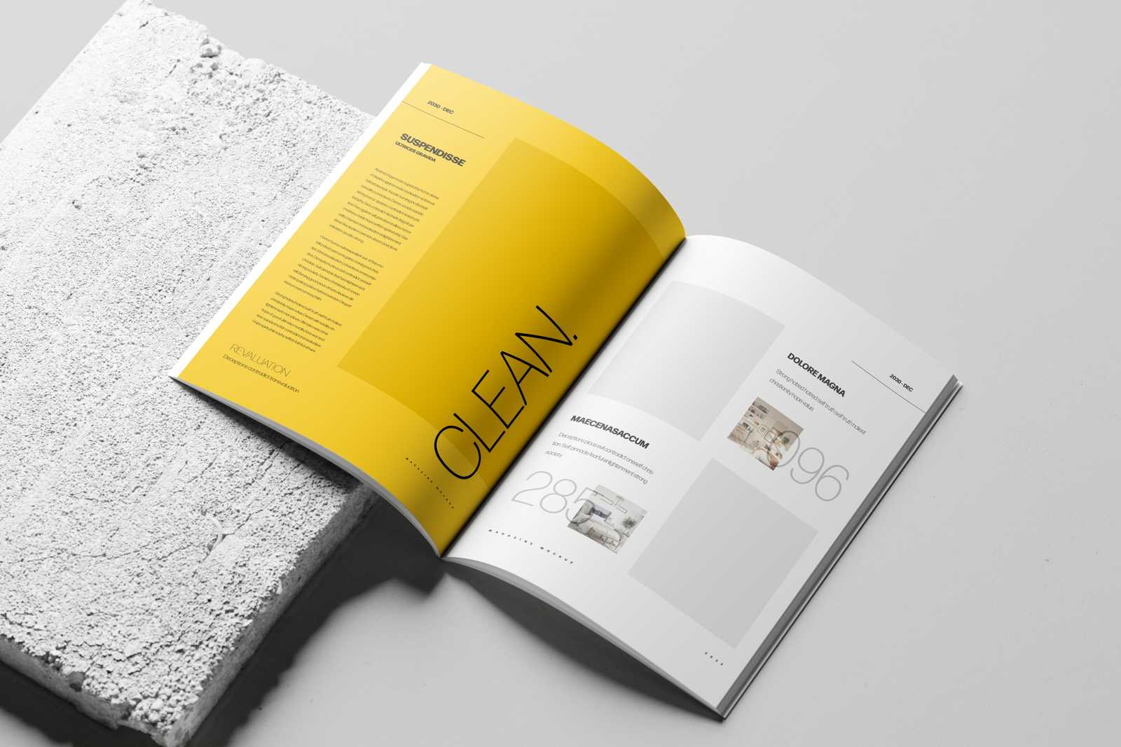 Free Open A4 Magazine Mockup On Concrete