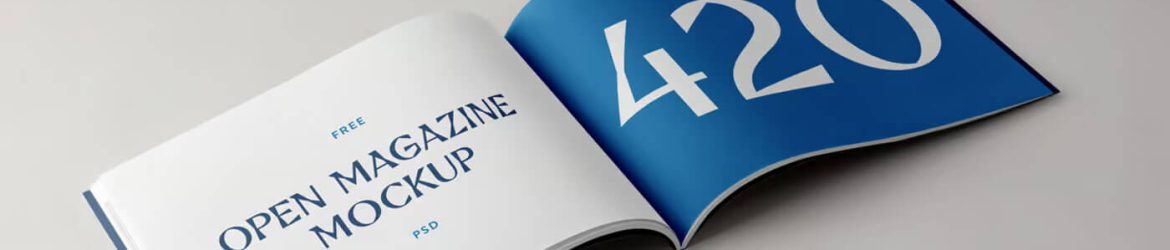 Free Open Horizontal Magazine Mockup PSD