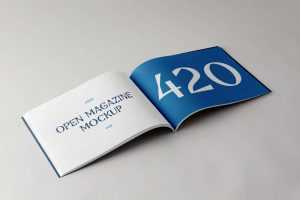 Free Open Horizontal Magazine Mockup PSD
