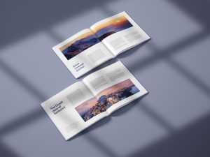 Free Open Square Catalogue Book, Magazine Mockup PSD