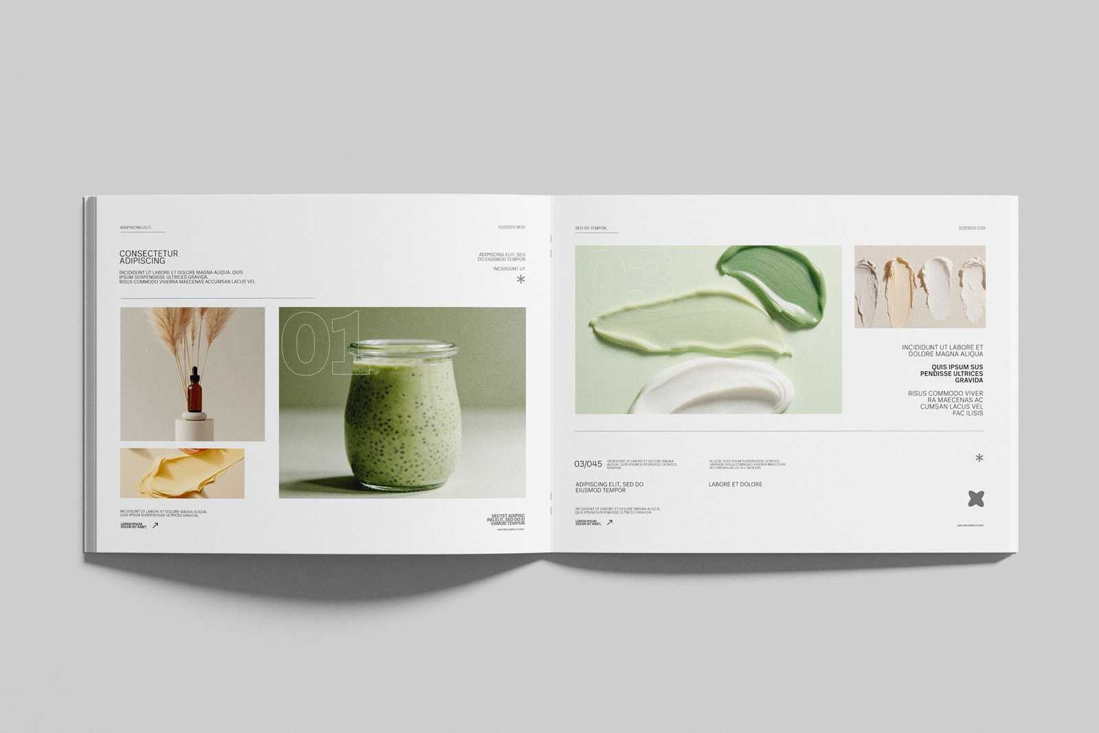 Free Open US Letter Landscape Brochure Mockup with Inside Spread