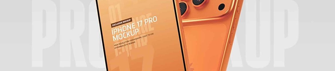 Free Orange iPhone 17 Pro Mockup PSD