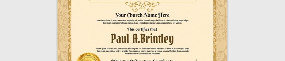 Free Ordination Certificate Design PSD Template