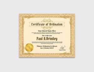 Free Ordination Certificate Design PSD Template