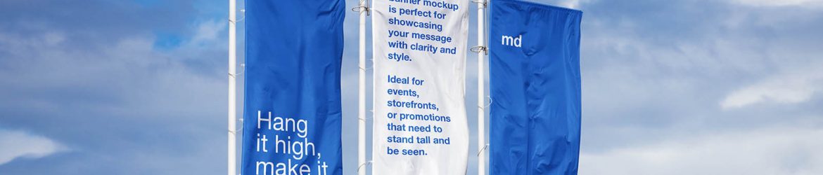 Free Outdoor 3 Flags Mockup PSD - Realistic Branding & Event Banner Display