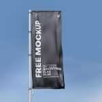 Free Outdoor Advertising Flag Pole Mockup
