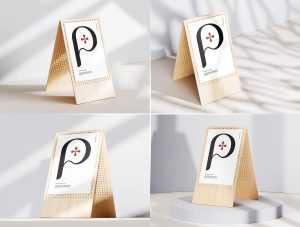 Free Outdoor Advertising Wooden A-Stand Mockups PSD set