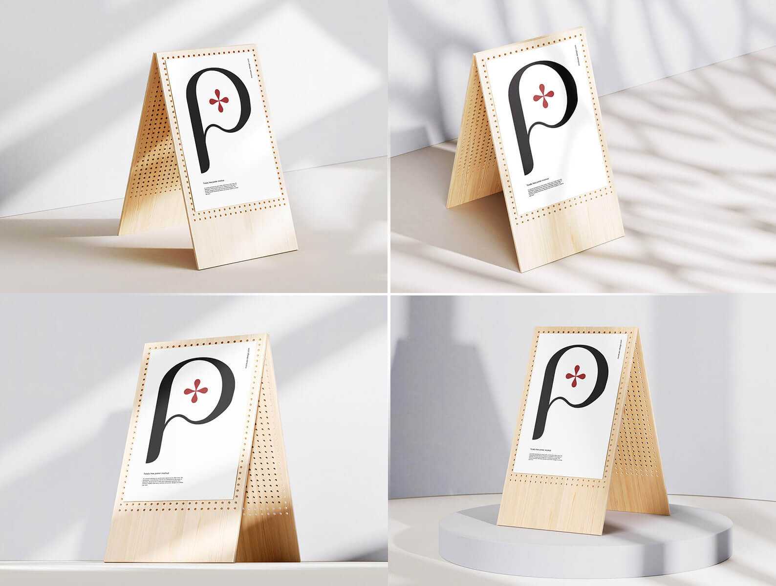 Free Outdoor Advertising Wooden A-Stand Mockups PSD set
