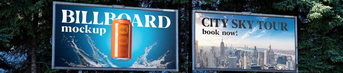 Free Outdoor Billboard Greenary Surrounding Mockups PSD Files Free Outdoor Billboard Greenary Surrounding Mockups PSD Files