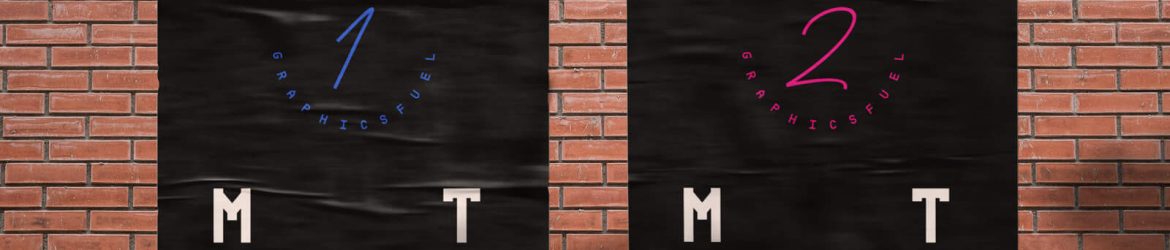 Free Outdoor Brick Wall Glued Poster Mockup PSD